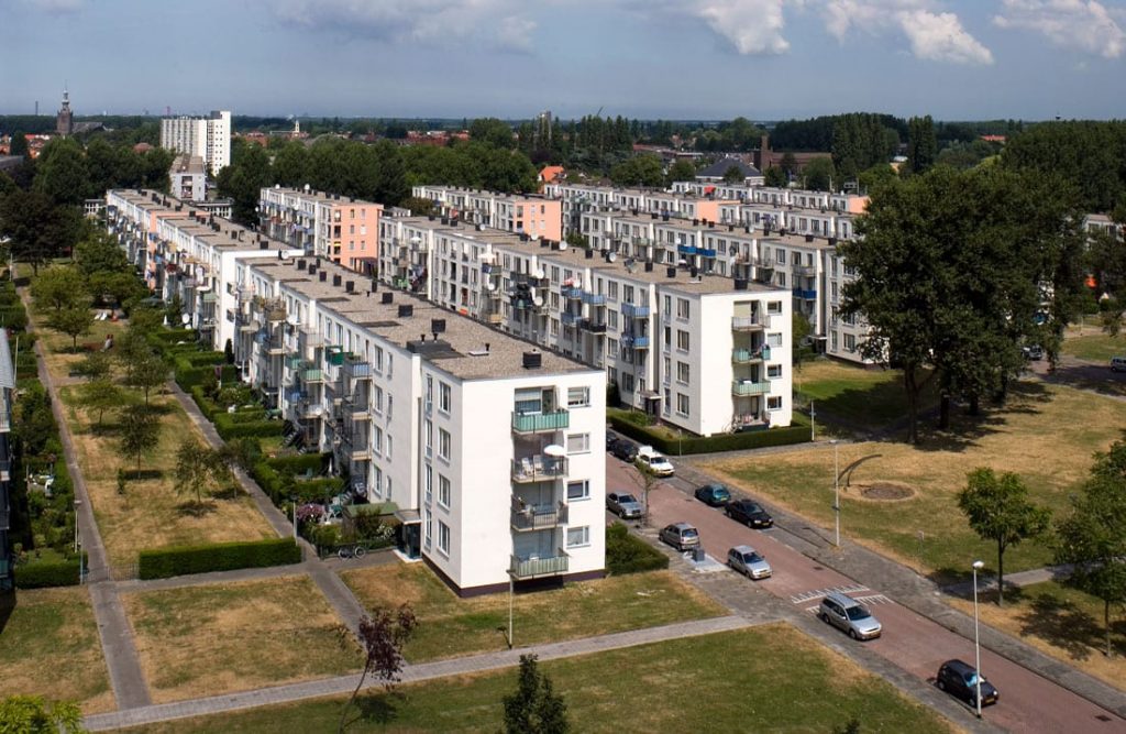 Luchtfoto van de Welschen na de renovatie in rotterdam.