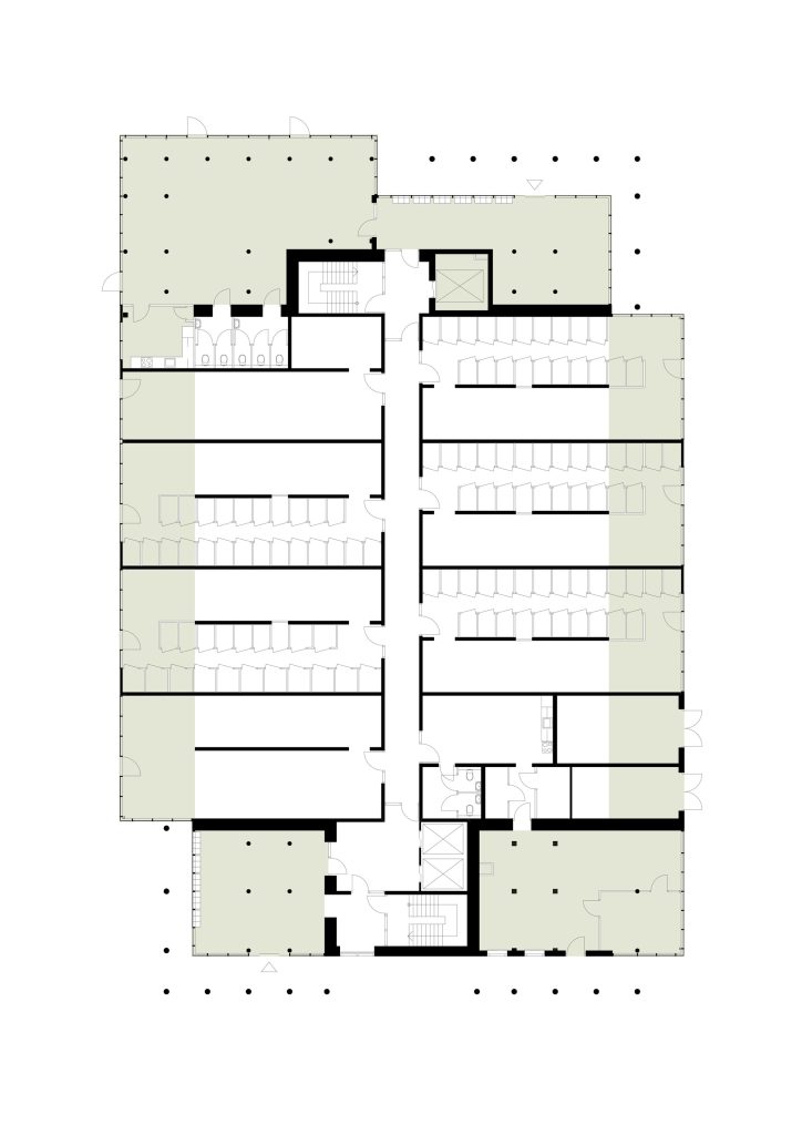 plattegrond begane grond met nieuw aangekopt in het groen