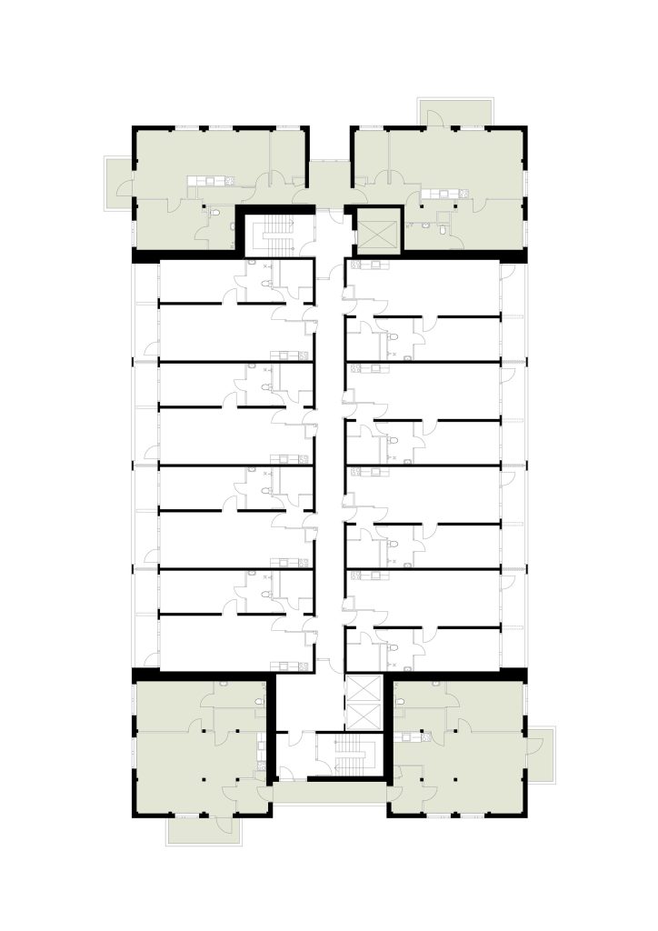 plattegrond verdiepping met nieuw aangekopt in het groen